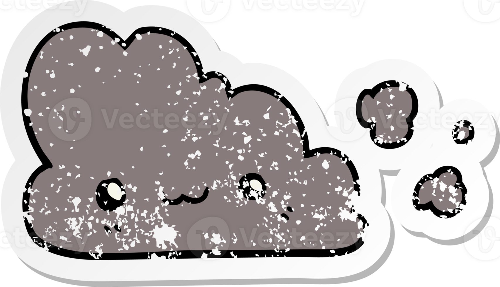 distressed sticker of a cute cartoon cloud png