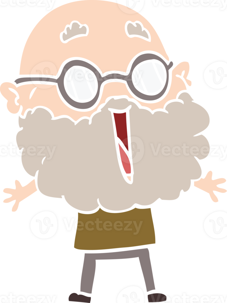 flat color style cartoon joyful man with beard png