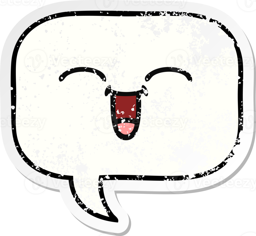 distressed sticker of a cute cartoon speech bubble png