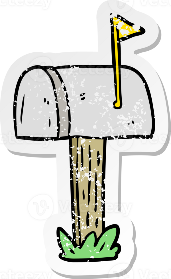 distressed sticker of a cartoon mailbox png