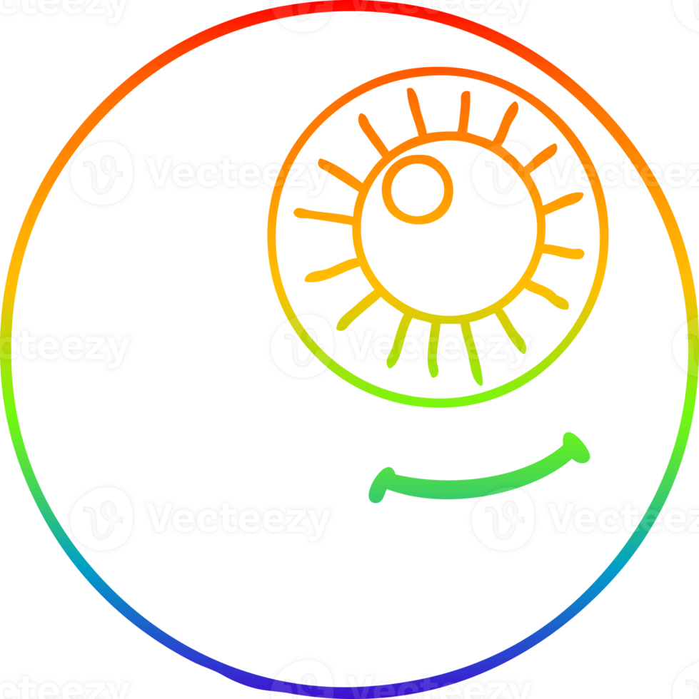 rainbow gradient line drawing of a cartoon eyeball png