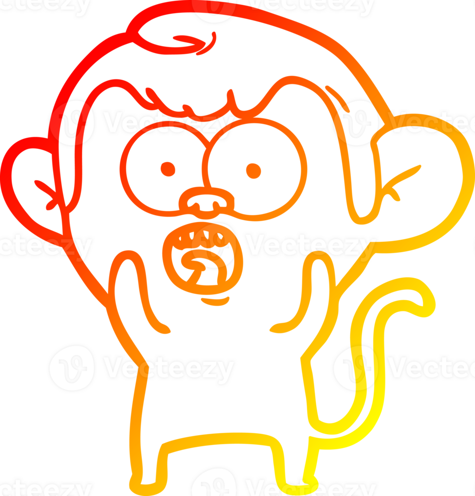 warm gradient line drawing of a cartoon shocked monkey png