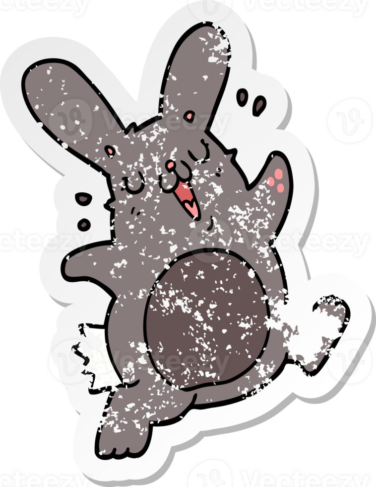 distressed sticker of a cartoon rabbit png