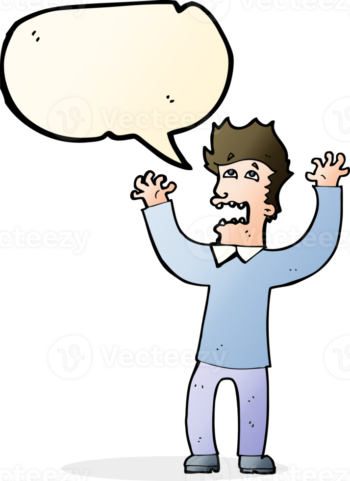 cartoon terrified man with speech bubble png