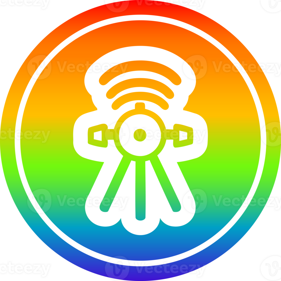communications satellite circular icon with rainbow gradient finish png