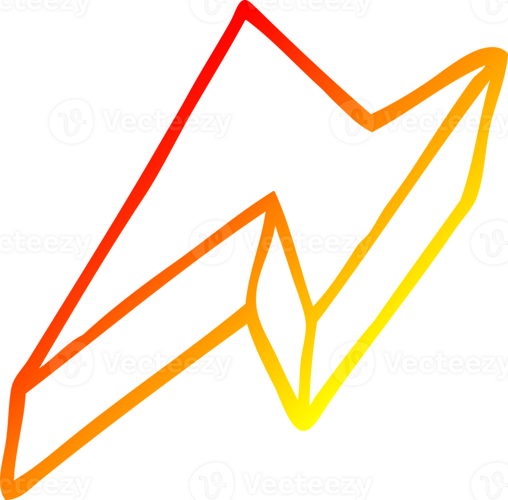 warm gradient line drawing of a cartoon decorative lightning bolt png