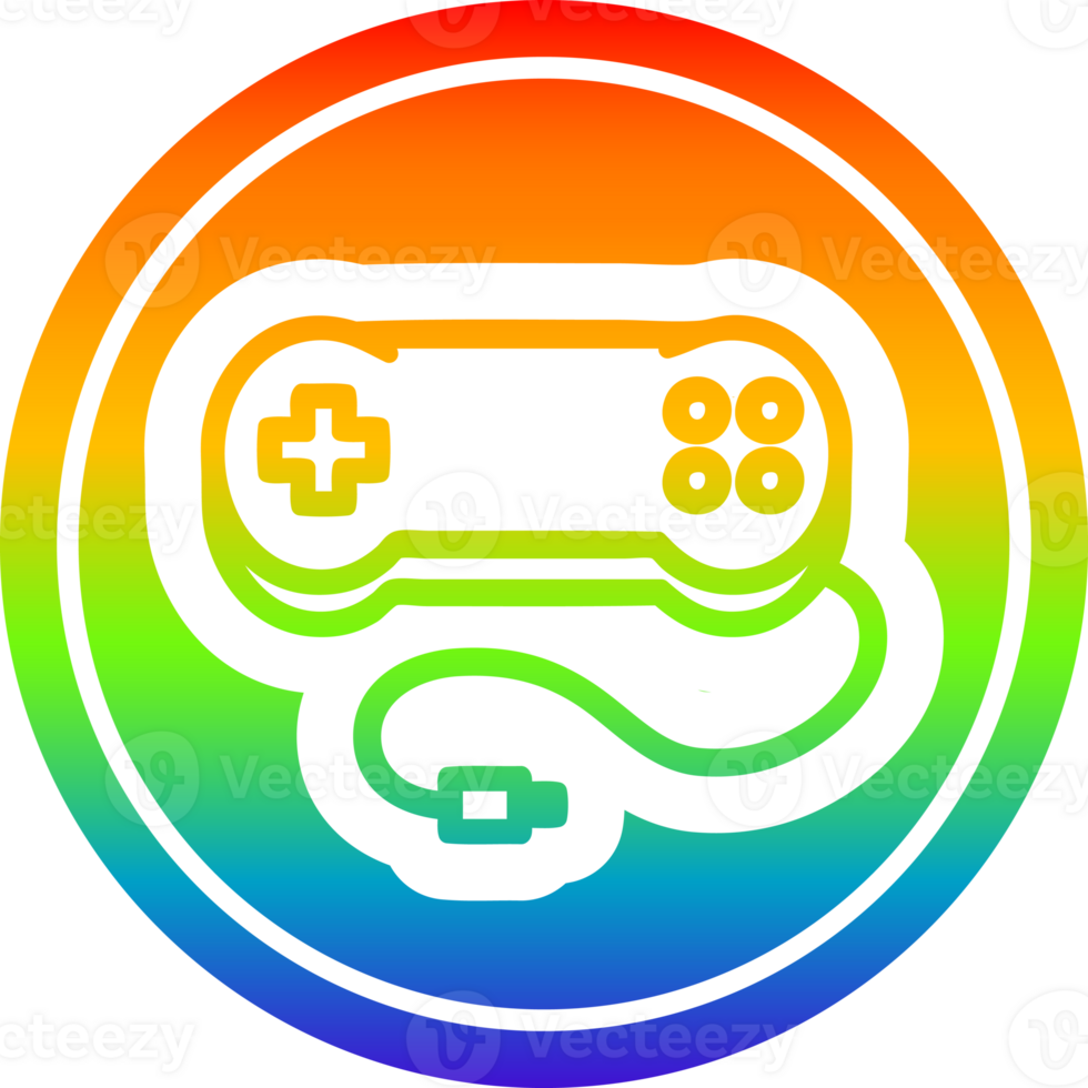 console game controller circular icon with rainbow gradient finish png