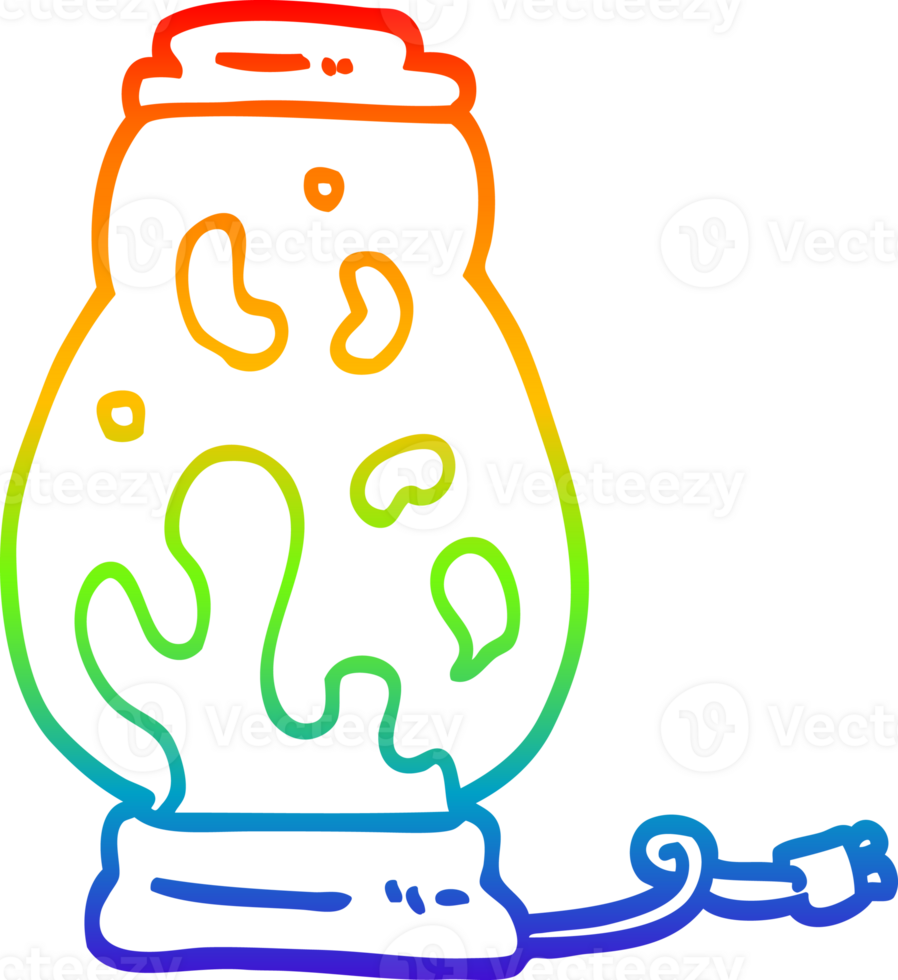 rainbow gradient line drawing of a cartoon lava lamp png