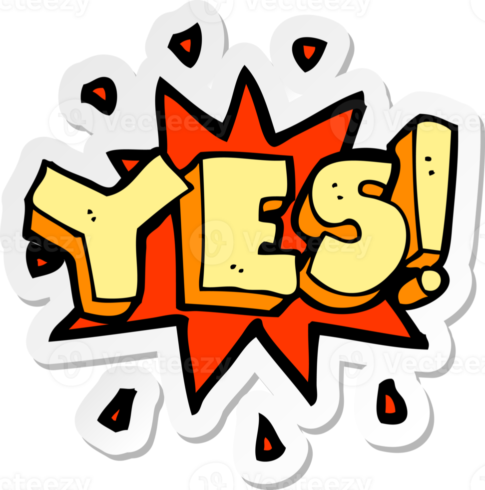 sticker of a cartoon yes symbol png