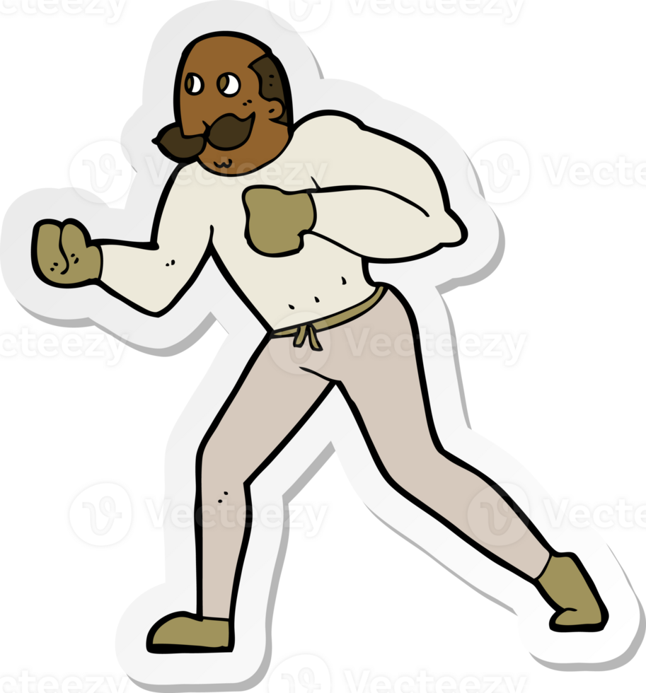 sticker of a cartoon retro boxer man png