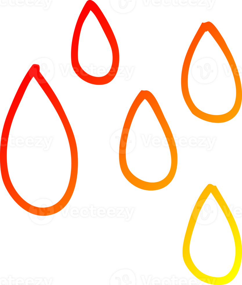 warm gradient line drawing of a cartoon rain drop png
