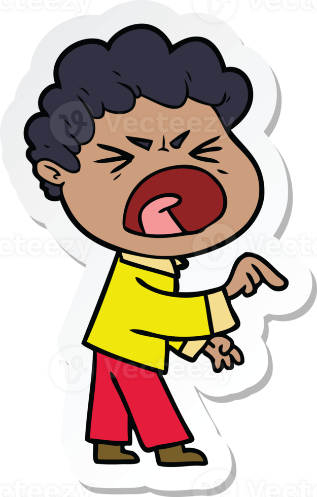 sticker of a cartoon furious man png