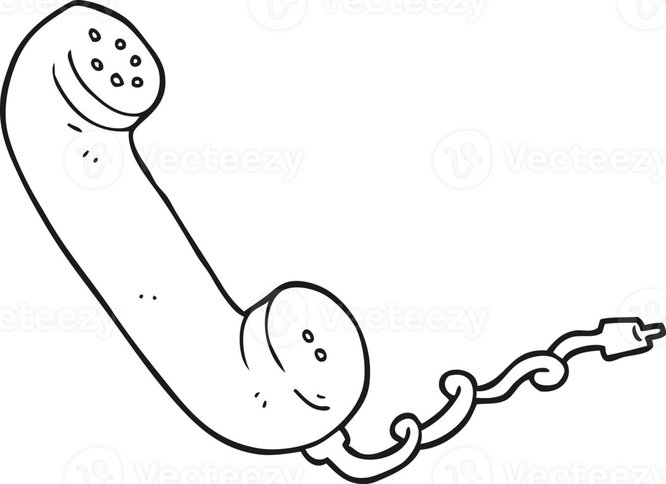 hand drawn black and white cartoon telephone receiver png