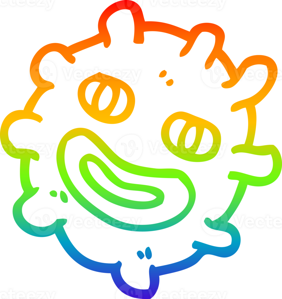 rainbow gradient line drawing of a cartoon funny germ png