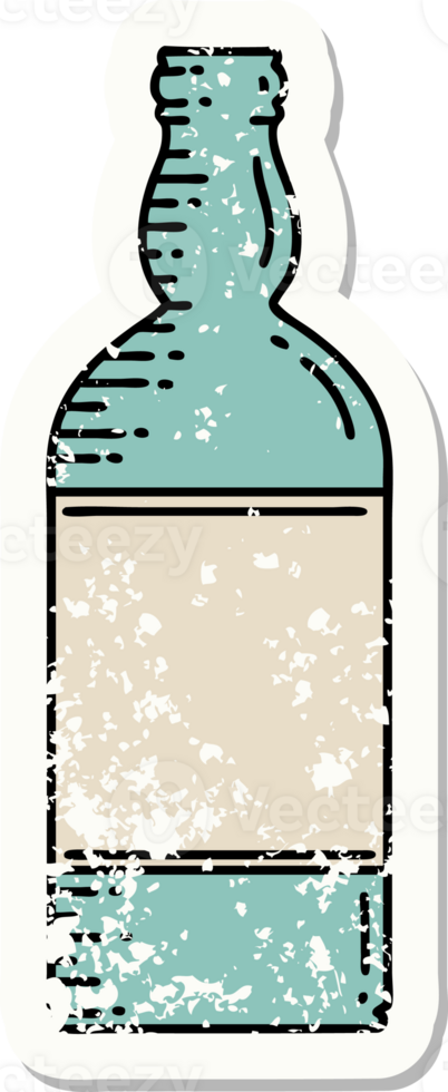 distressed sticker tattoo in traditional style of a bottle png