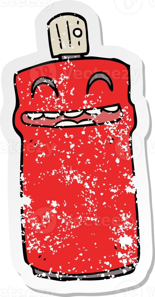 distressed sticker of a cartoon spray can png