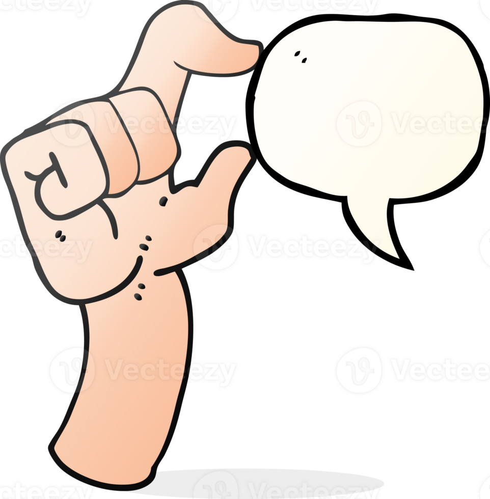 hand drawn speech bubble cartoon hand making smallness gesture png