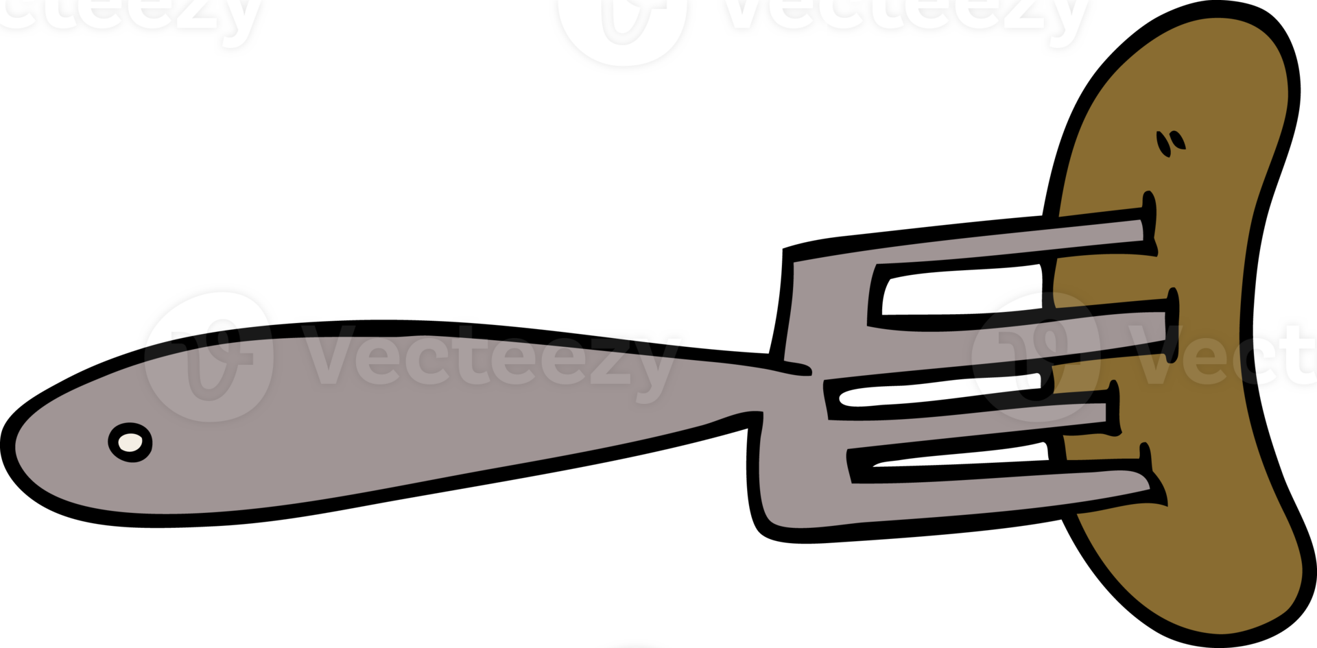cartoon doodle sausage on fork png