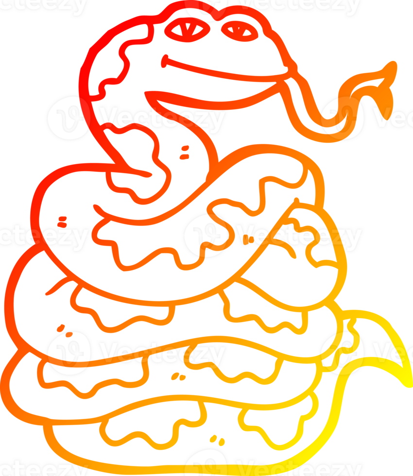 warm gradient line drawing of a cartoon snake png