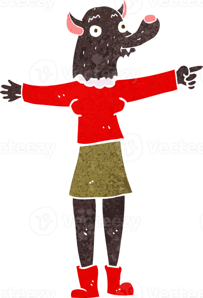cartoon pointing werewolf woman png