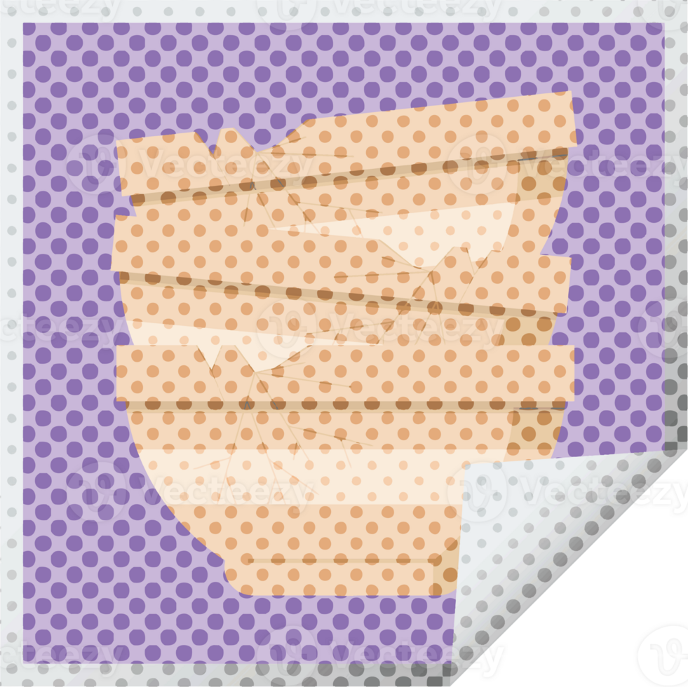 stack of cracked old bowls graphic   illustration square sticker png