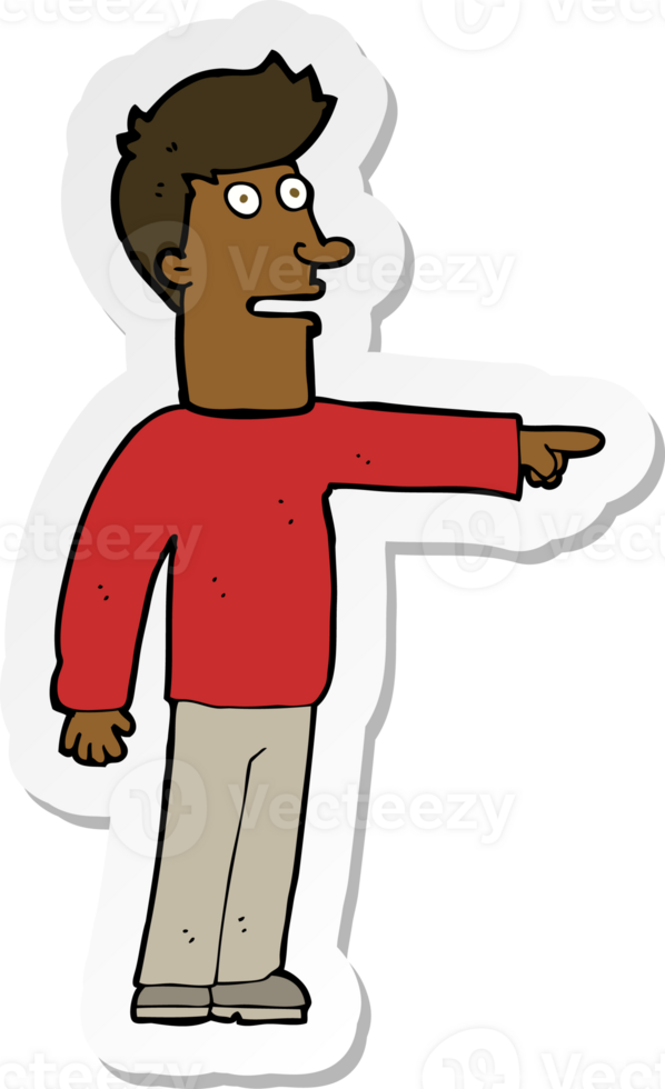 sticker of a cartoon man pointing png