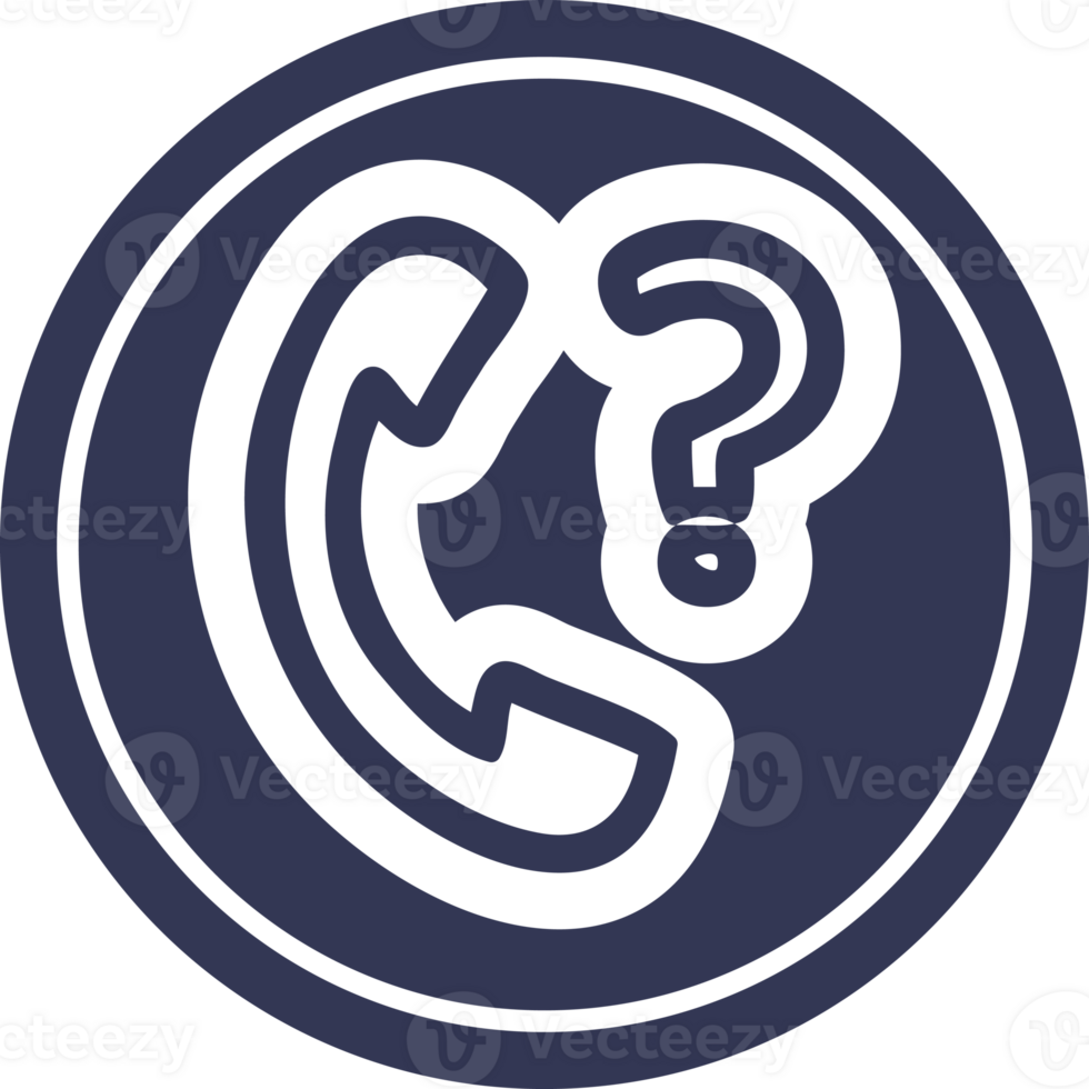 telephone handset with question mark circular icon symbol png