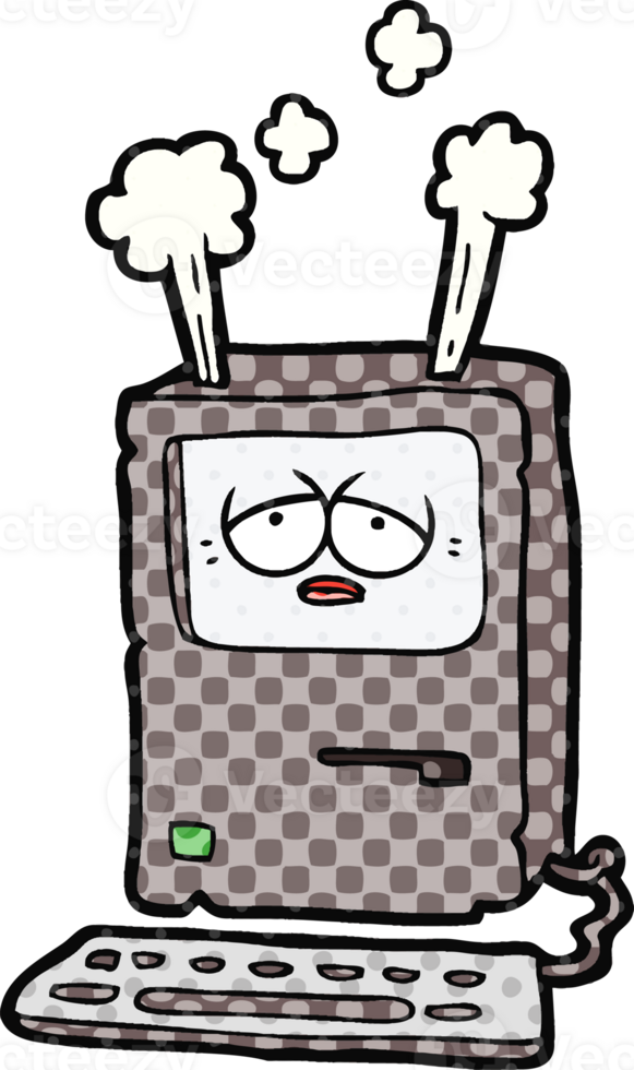 cartoon tired computer overheating png