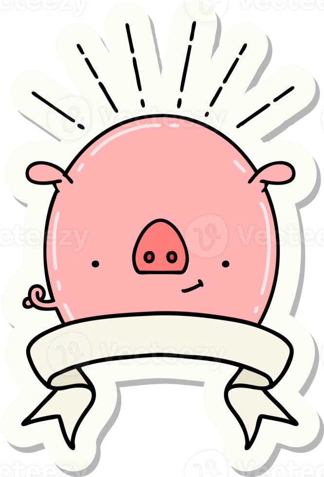 sticker of a tattoo style pig character png
