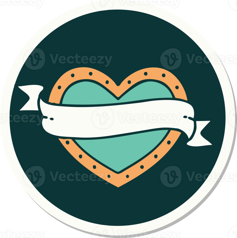 sticker of tattoo in traditional style of a heart and banner png