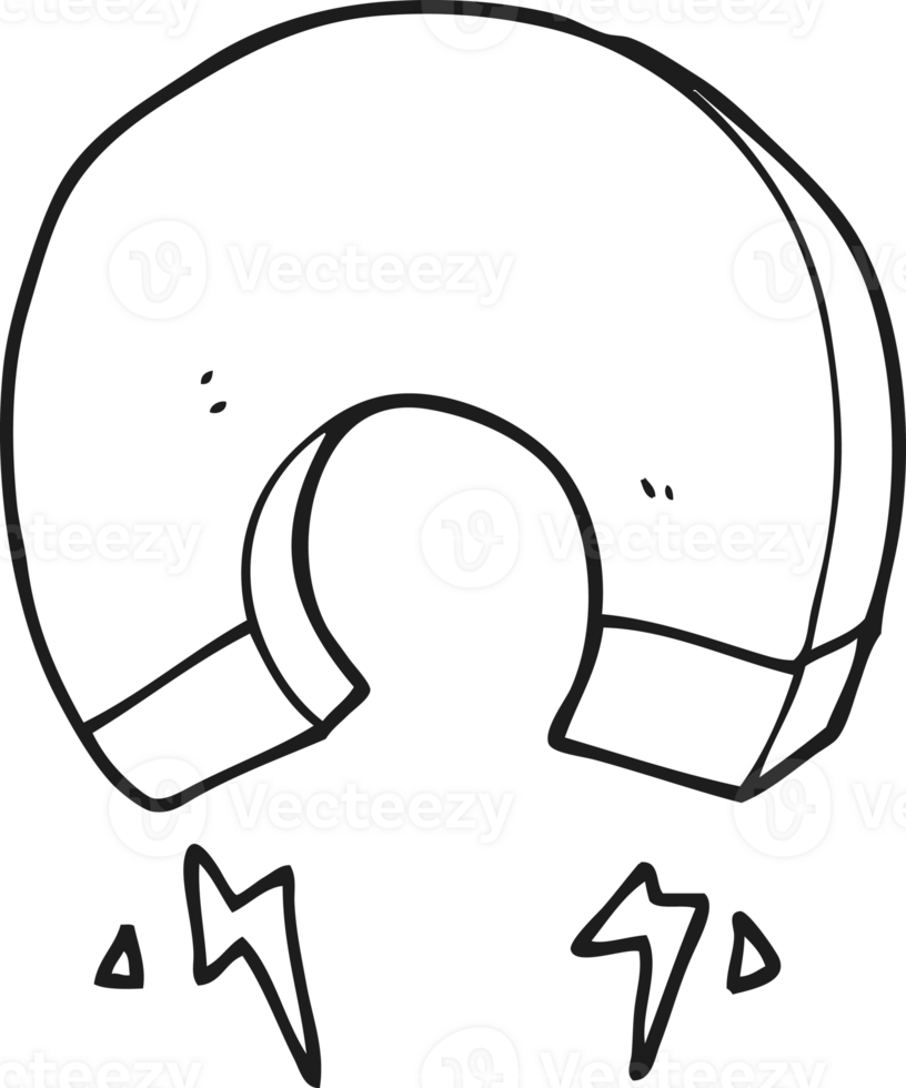 hand drawn black and white cartoon magnet png