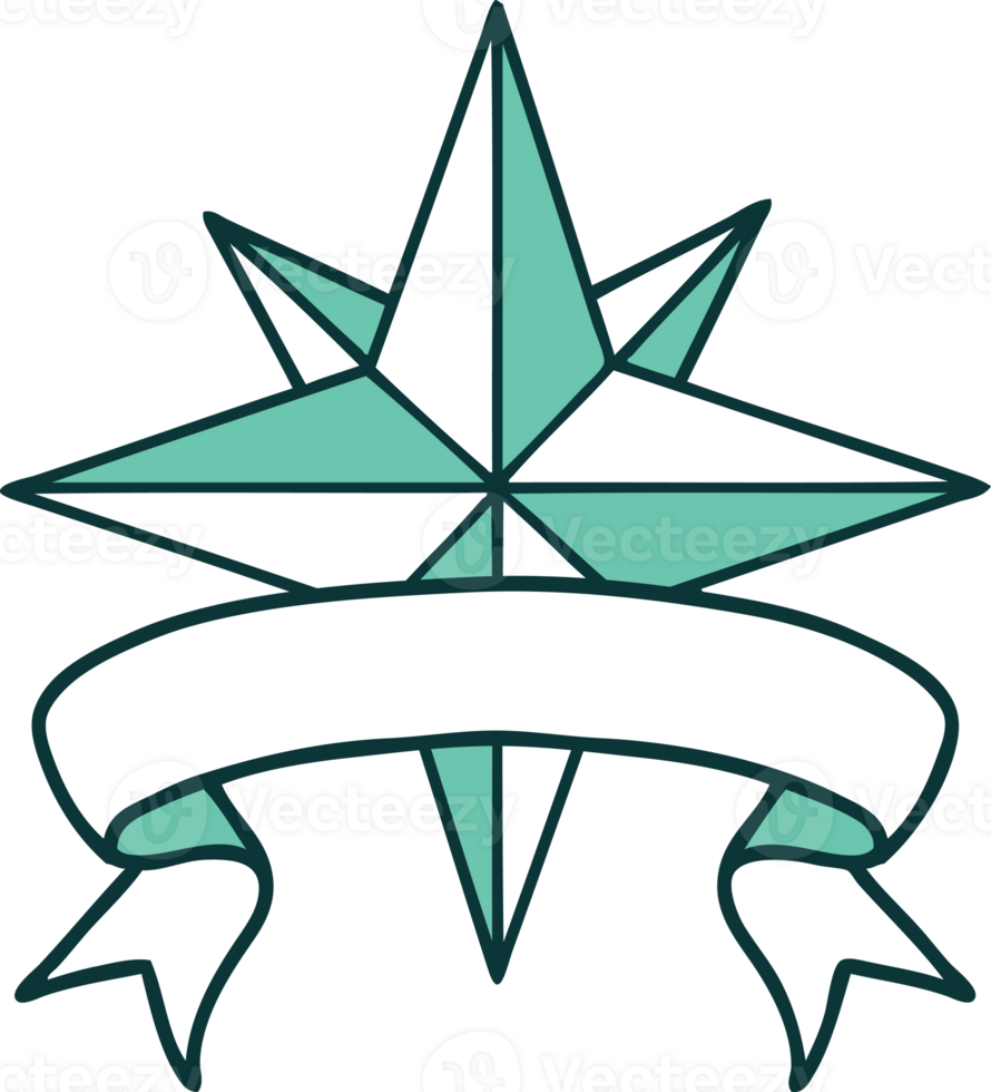 traditional tattoo with banner of a star png
