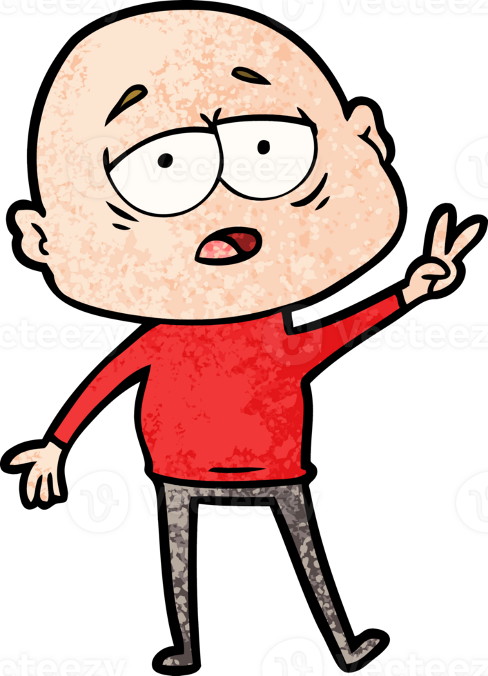 cartoon tired bald man png