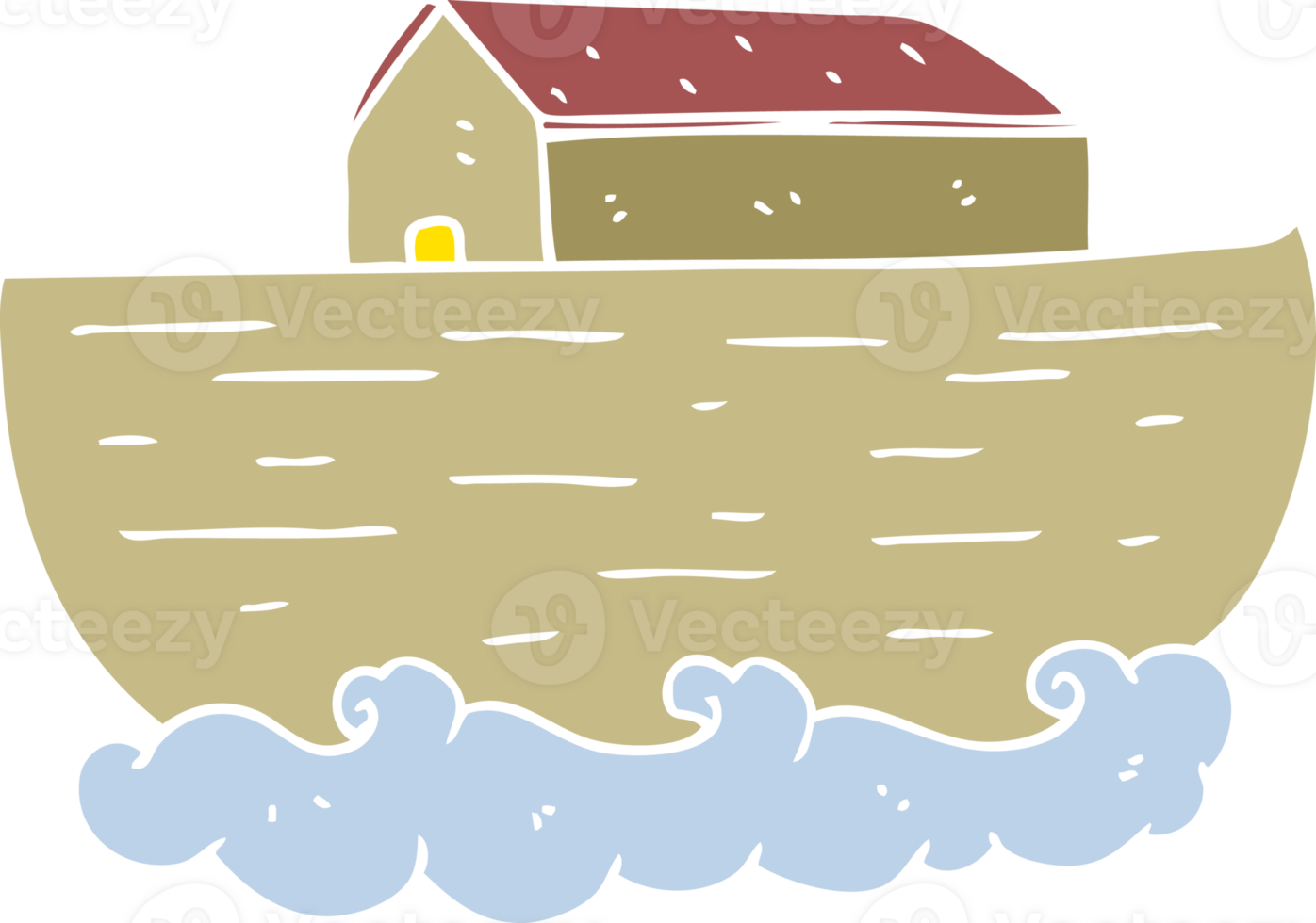 flat color illustration of noah's ark png
