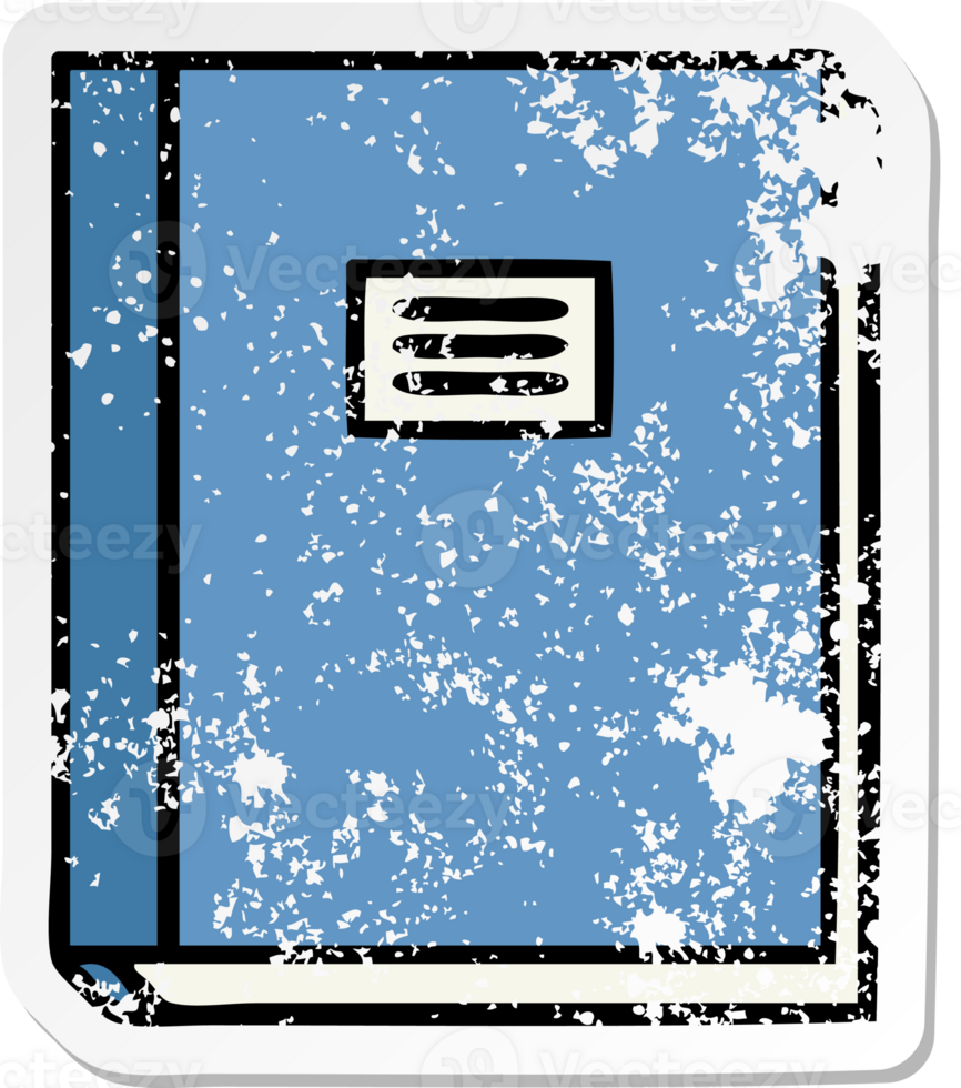 distressed sticker of a cute cartoon study book png