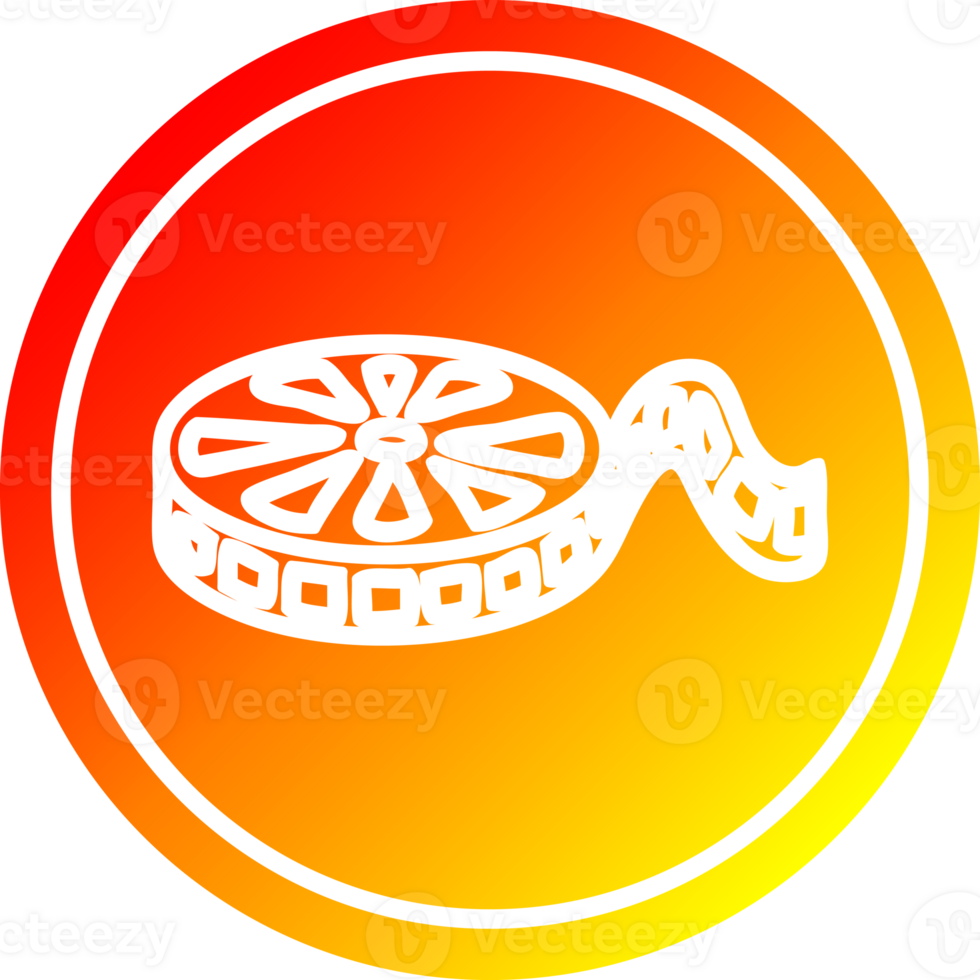 movie film reel circular icon with warm gradient finish png