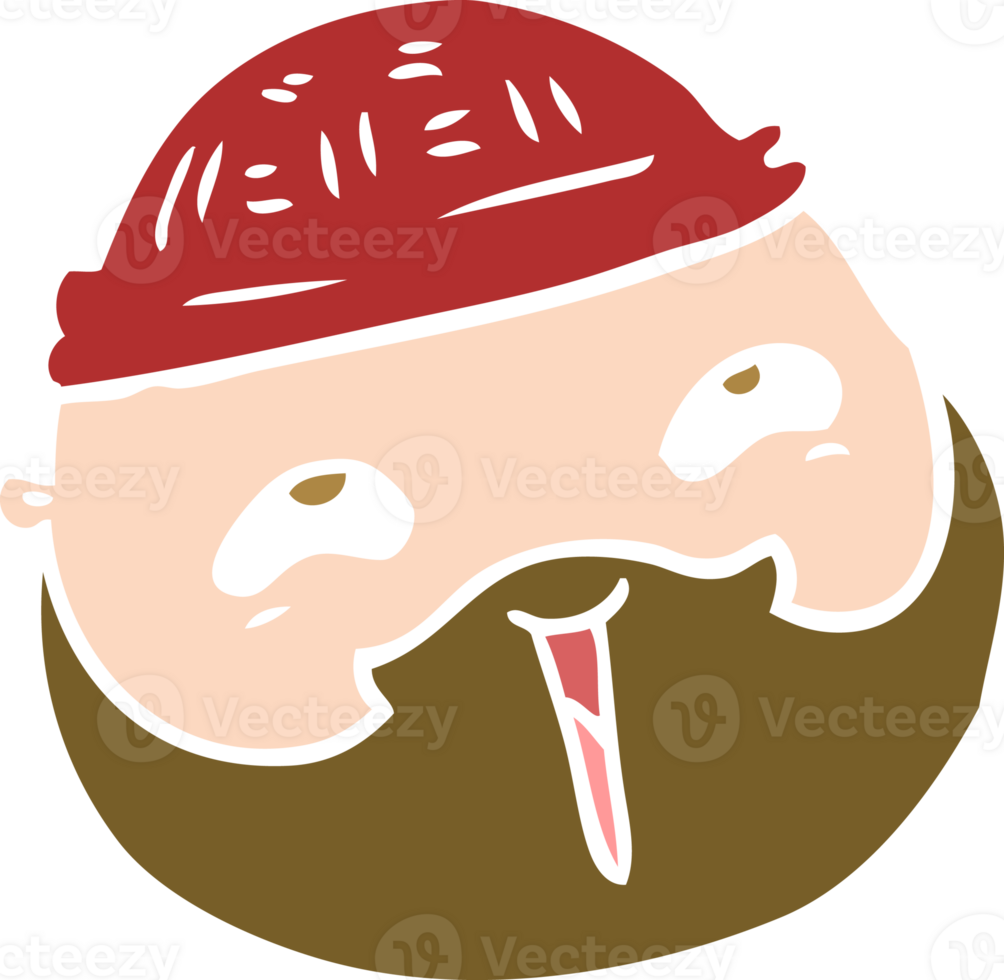 flat color style cartoon male face with beard png