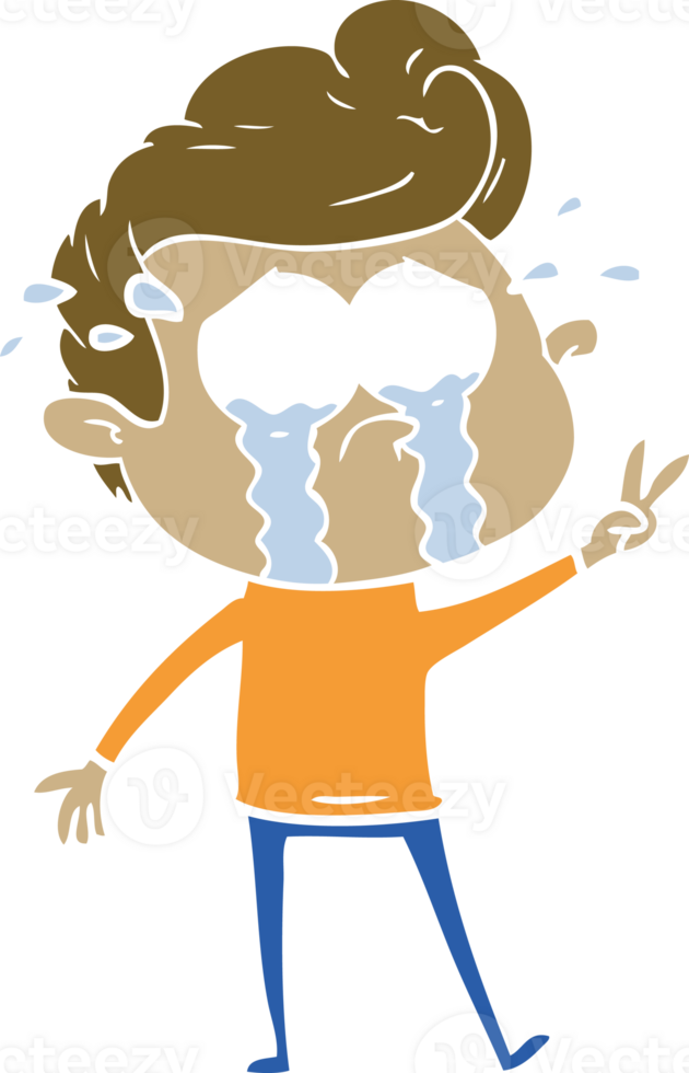 flat color style cartoon crying man png