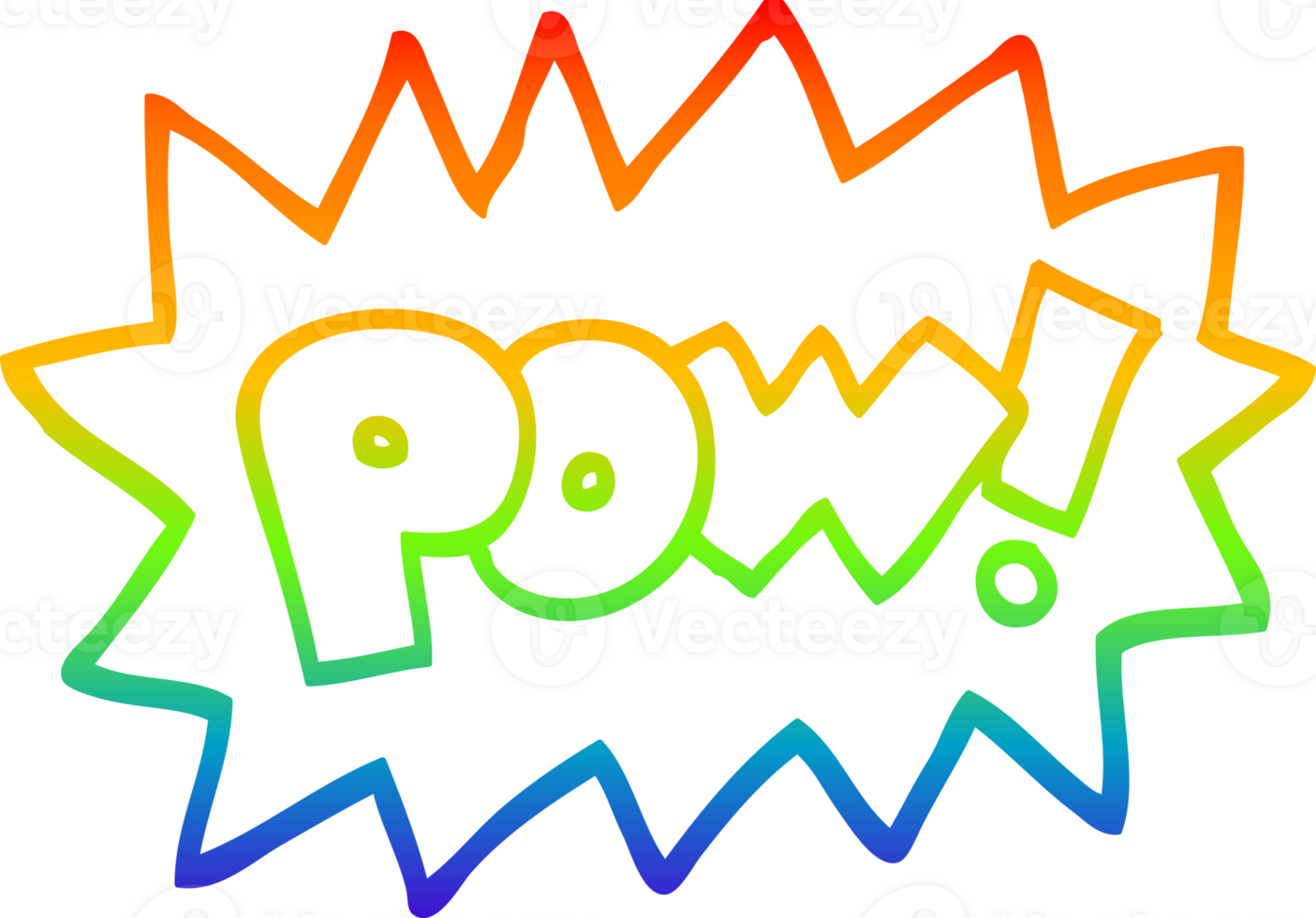 rainbow gradient line drawing of a cartoon pow symbol png