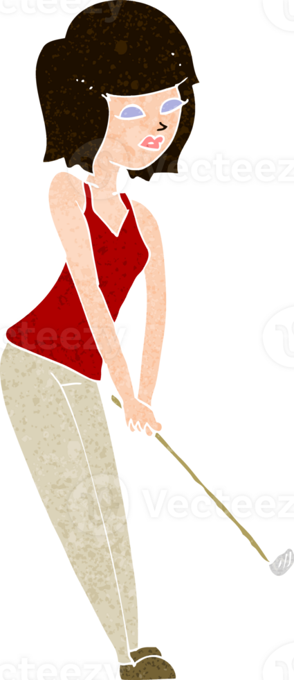 cartoon woman playing golf png