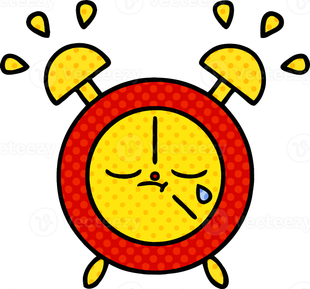 comic book style cartoon of a alarm clock png