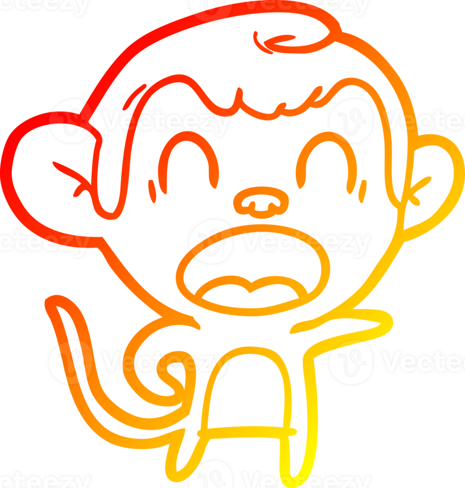 warm gradient line drawing of a shouting cartoon monkey png