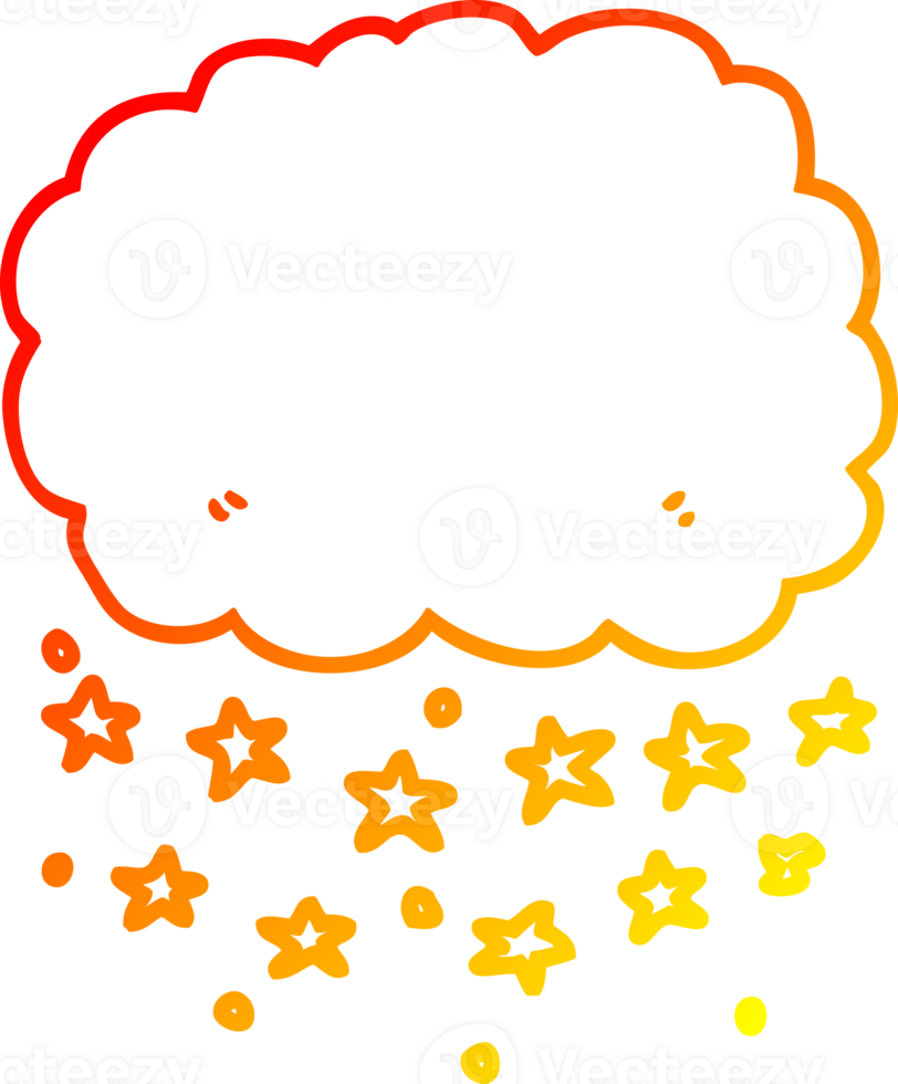 warm gradient line drawing of a cartoon rain cloud png