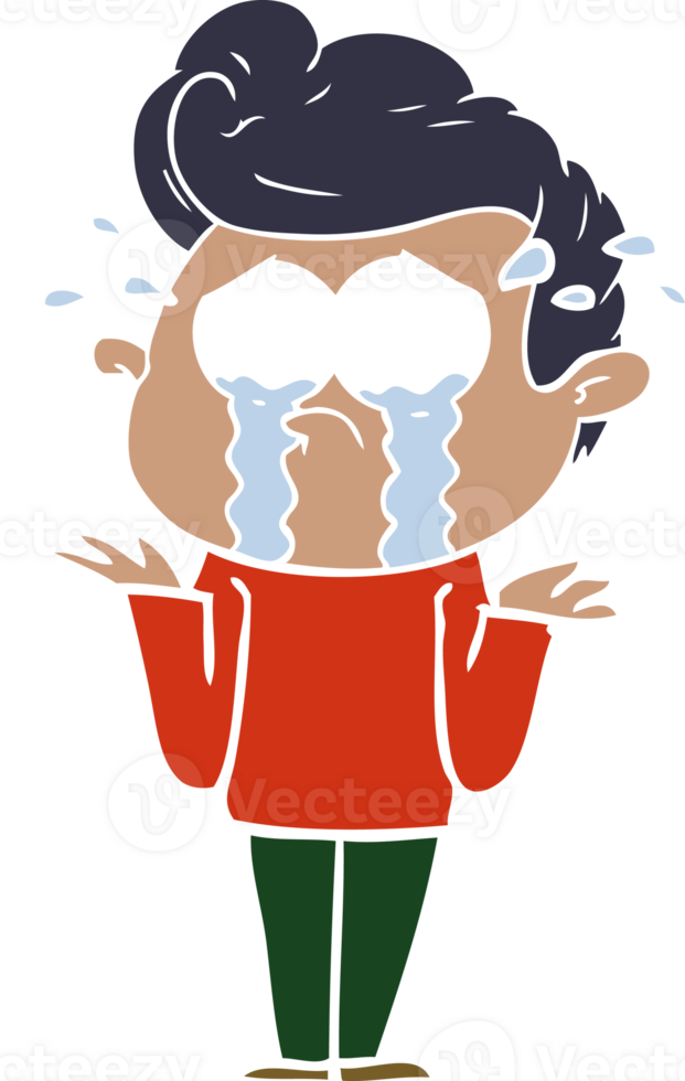 flat color style cartoon crying man png