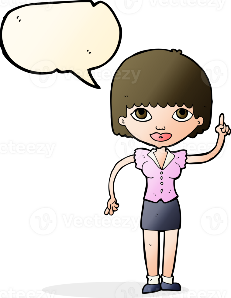 cartoon woman with idea with speech bubble png
