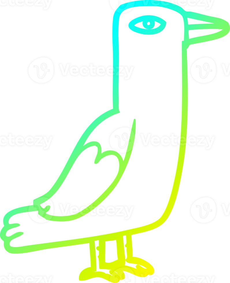 cold gradient line drawing of a Cartoon bird png
