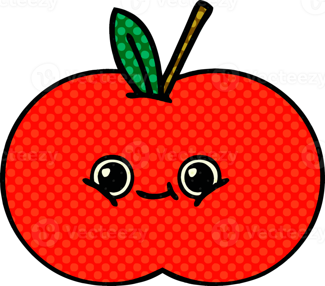 comic book style cartoon of a red apple png