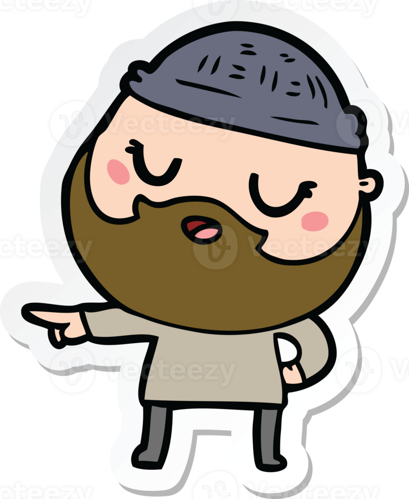 sticker of a cute cartoon man with beard png