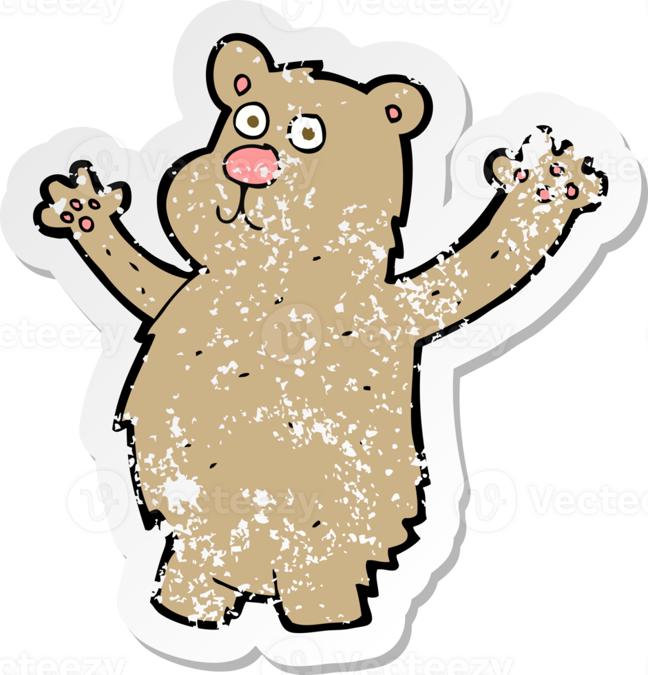 retro distressed sticker of a cartoon funny bear png
