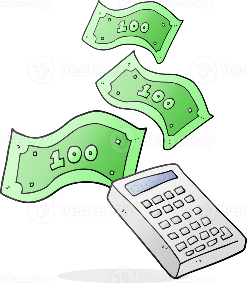 hand drawn cartoon calculator counting money png